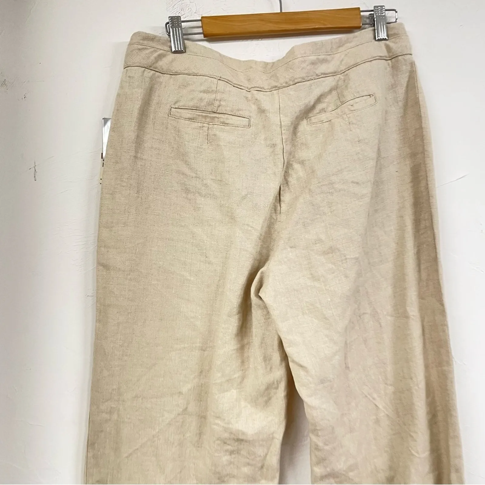 Charter Club Linen Tan Wide Leg Womens Pants 12 Old Money Lagenlook Capsule - Image 8