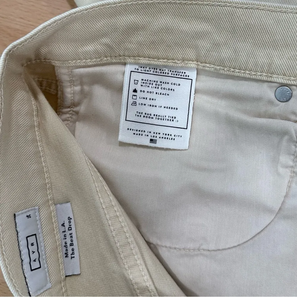 AYR The Beat Drop Jeans Barrel Leg in Straw Hat Cream Tan Size 34 - Image 7