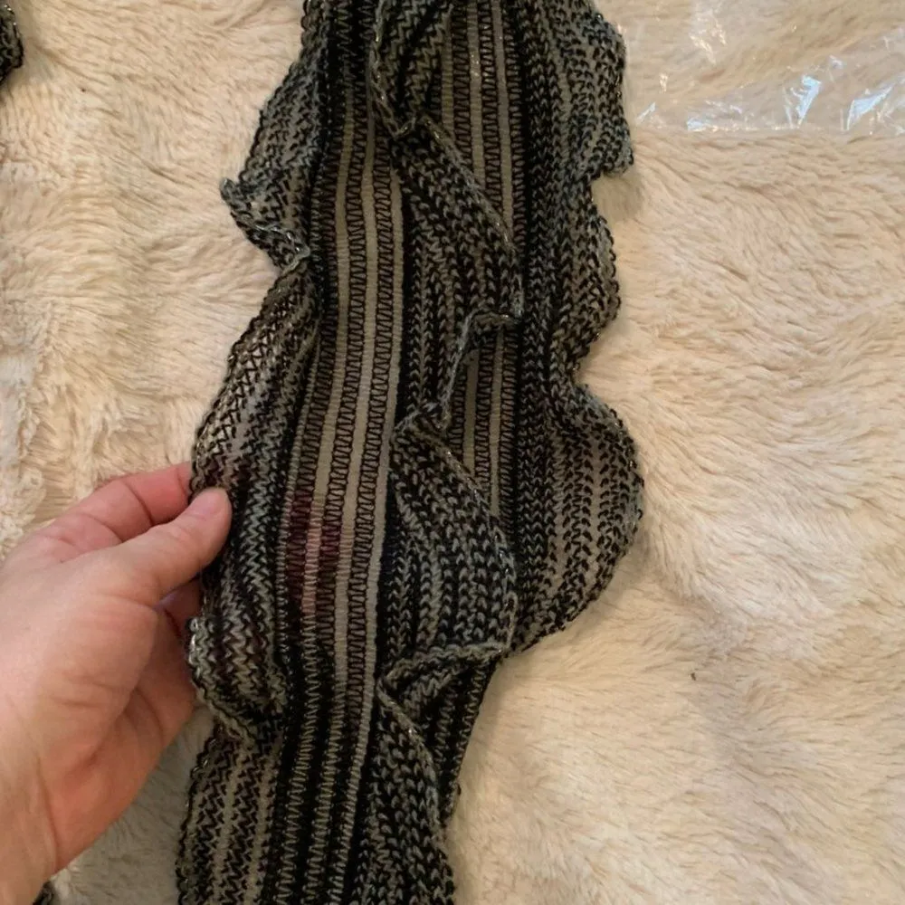 🍁3/$18 Infinity SCARF‎ SCARVES black grey ruffle DDA - Image 3