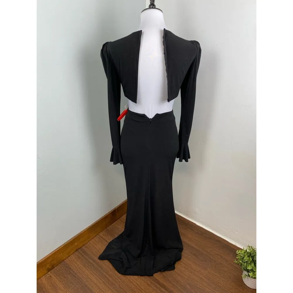 Mac Duggal Black Long Sleeve Puff Shoulder Cut Out Gown Size 0 $398 67944 Flirty - Image 8
