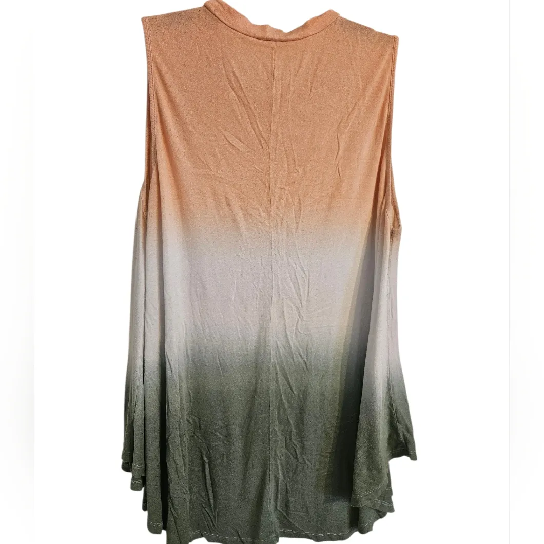 Lane Bryant Gradient Ombre Tank Top Peach Olive Sleeveless Swing Sz 18/20 *read - Image 2
