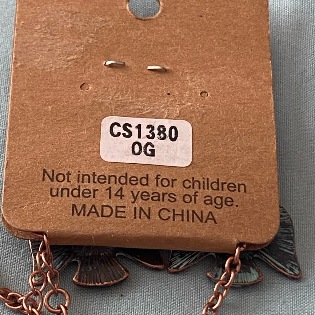 Lucky You 24” Necklace & Earrings Set Thunderbird Copper Tone Native American Brown - Image 7