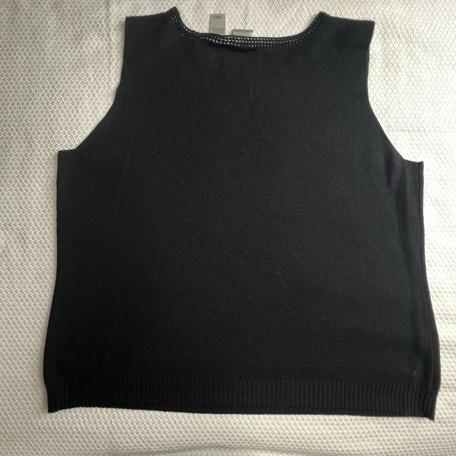 Emma James Liz Claiborne XL Black Sleeveless Sweater Tank‎ High Beaded Neckline - Image 2