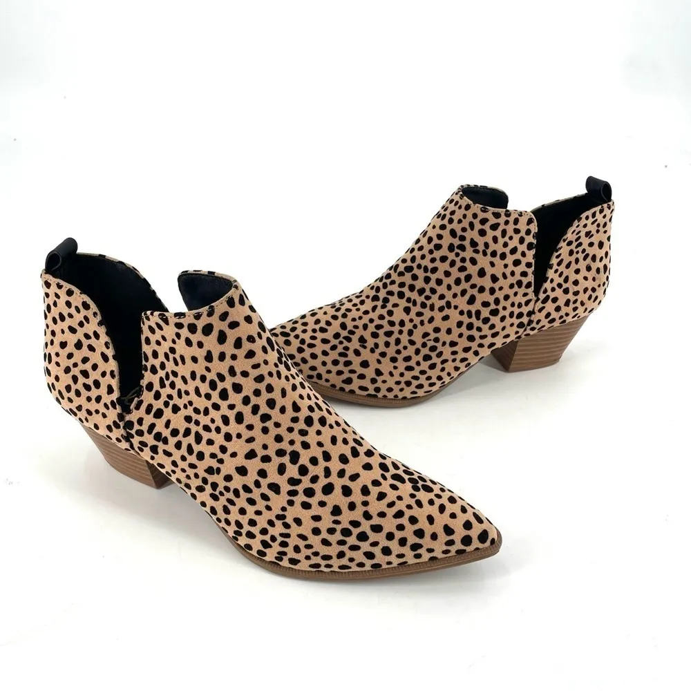 LULUS Marca Vegan Tan and Black Cheetah Print Cutout Slip On Ankle Booties - Image 3