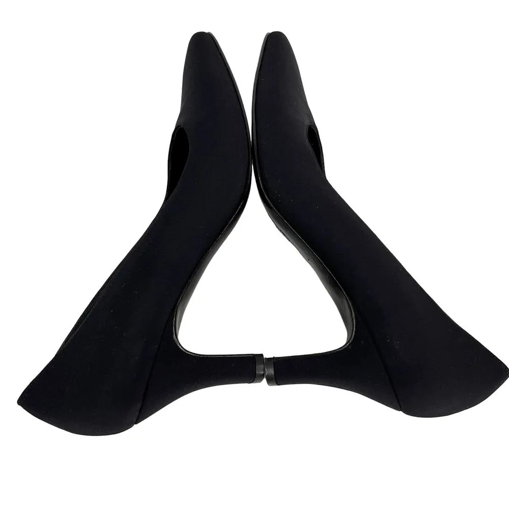 Salvatore Ferragamo Boutique Black Pumps  Fabric 10AA 3" Heels - Image 8