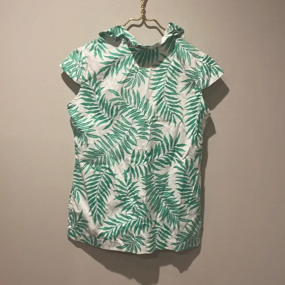 Devon Baer Fern Print‎ Ruffle Neck Top Green Size XS - Image 6