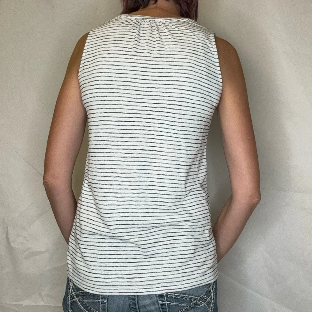 Old Navy Women's Striped Sleeveless Sweater White Black XST XS Extra Small TALL - Image 2