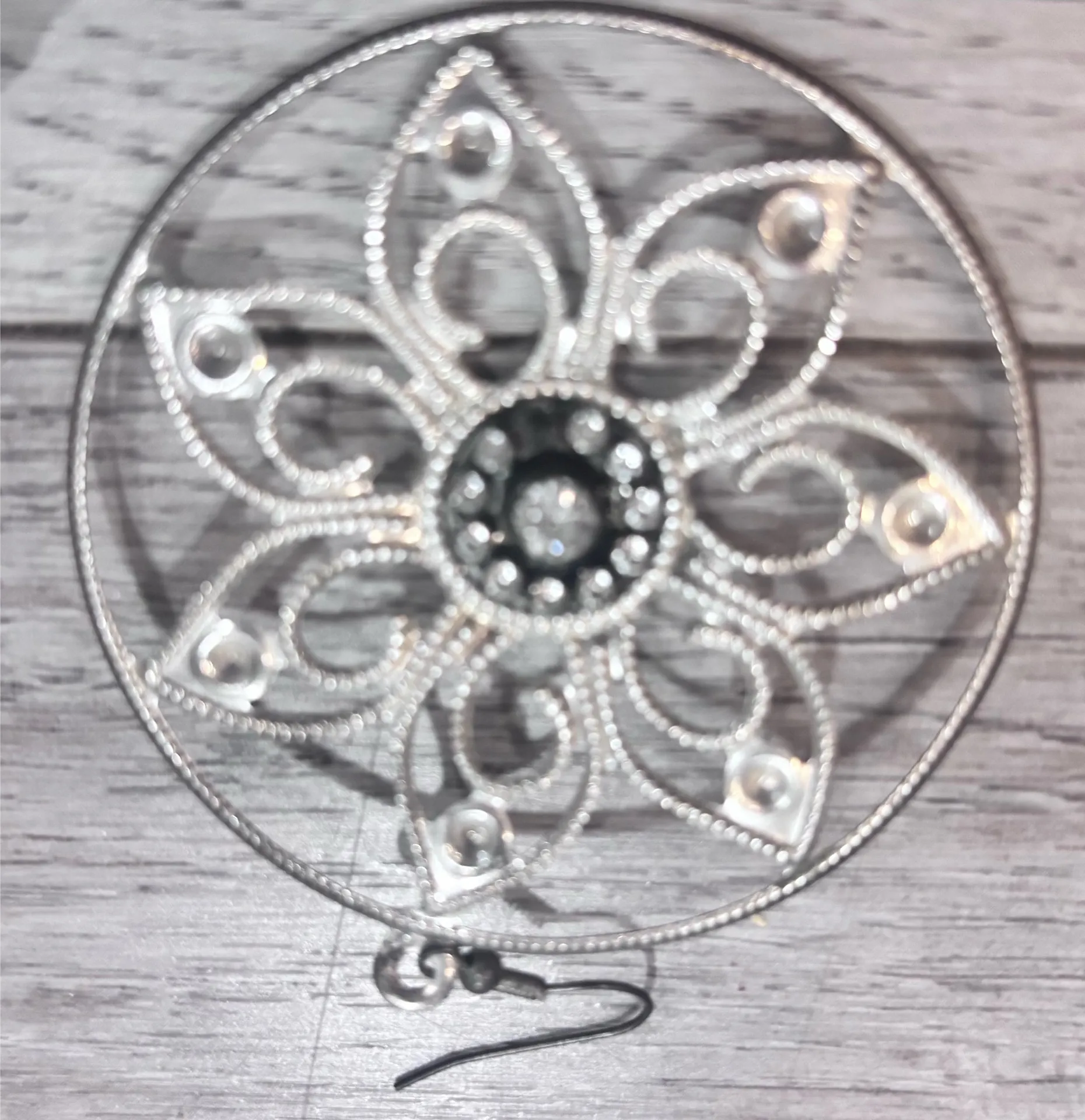 Ann Taylor Sheer Black Lace Top + Silver Floral Statement Earrings | Chic bundle - Image 5