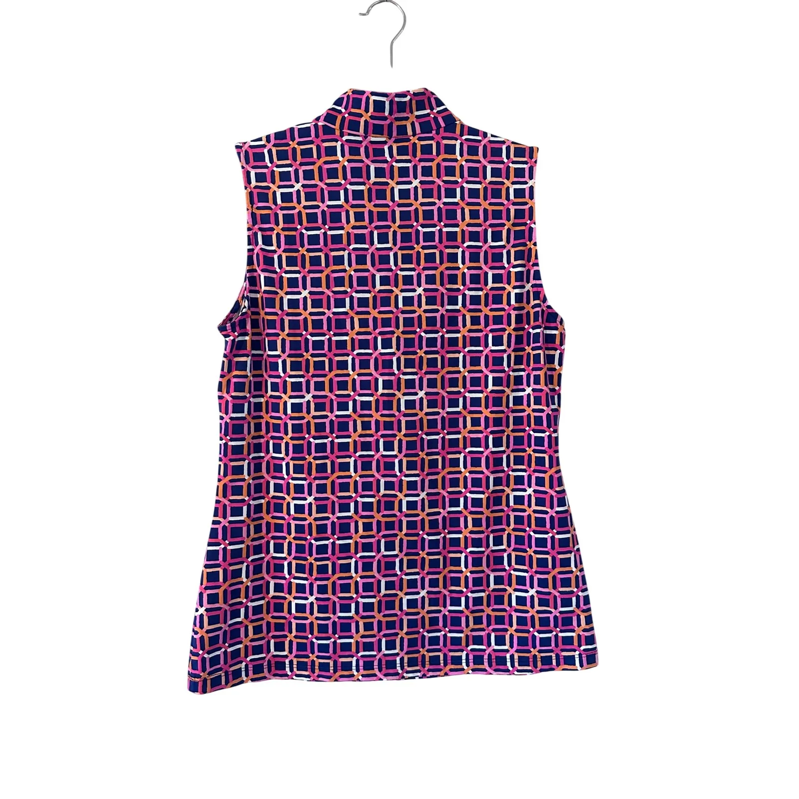 J McLaughlin Sleeveless Mock Neck Geometric Print Quarter Zip Golf Polo Shirt S - Image 2