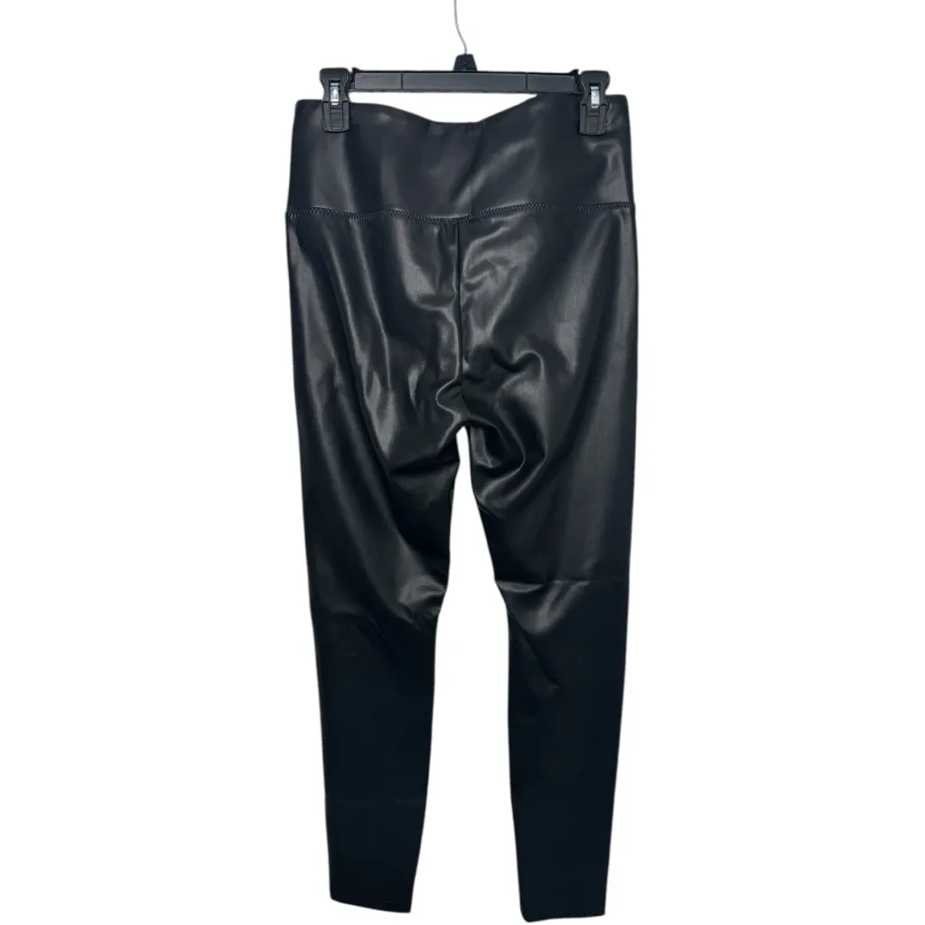 Rachel Zoe Edgy Faux Leather Stretch City Leggings Tummy Control Size 4 Black - Image 3