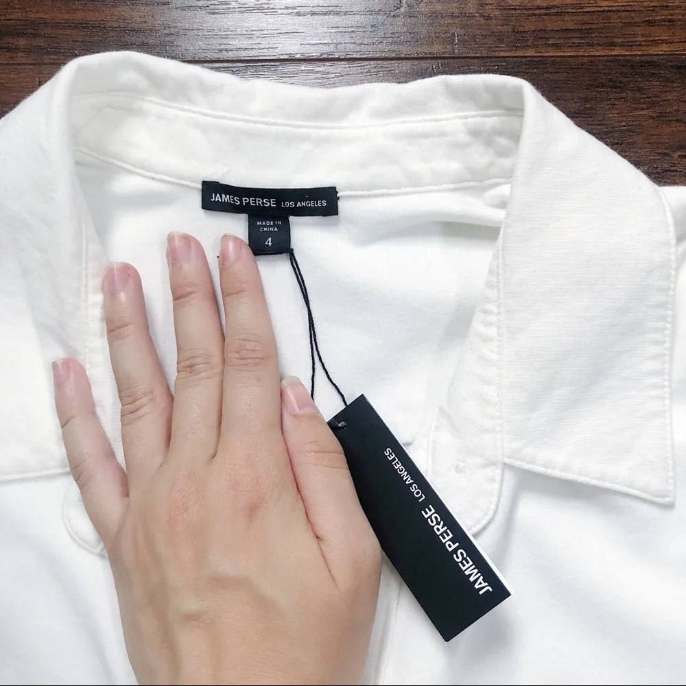 James Perse • Fresca Knit Pocket Shirt Dress cream white shift a-line popover - Image 7