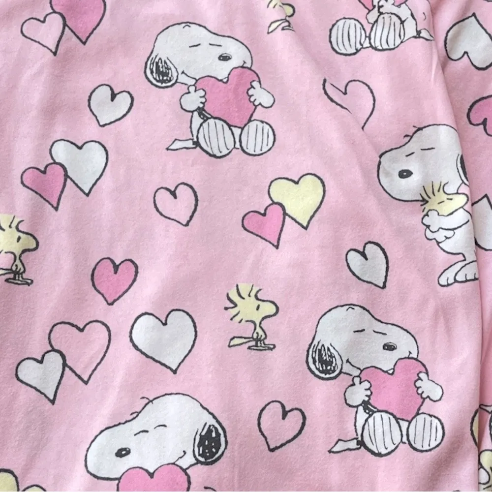 Munki Munki Peanuts Snoopy and Woodstock Heart Pajama Bottoms Pink Size Large - Image 4