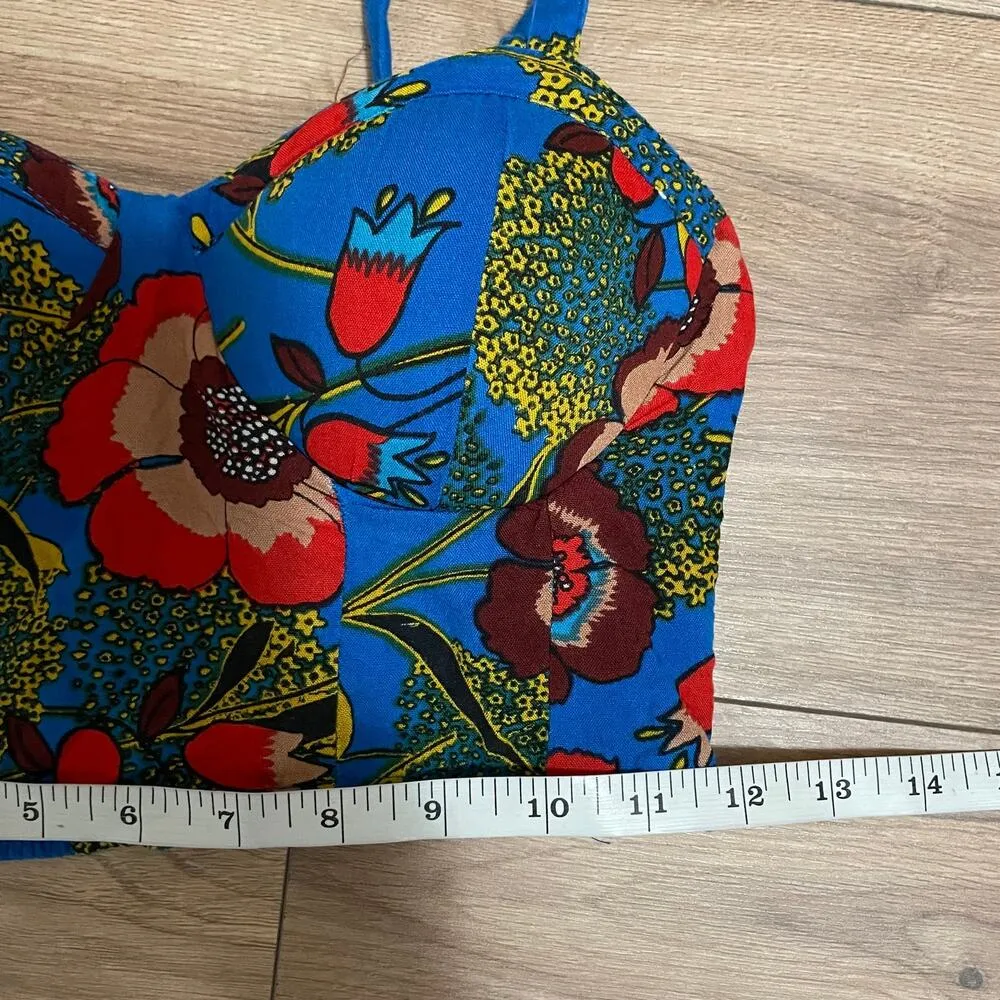 BOG Collective Bustier Crop Top XS Floral Padded Adjustable Straps - Image 6