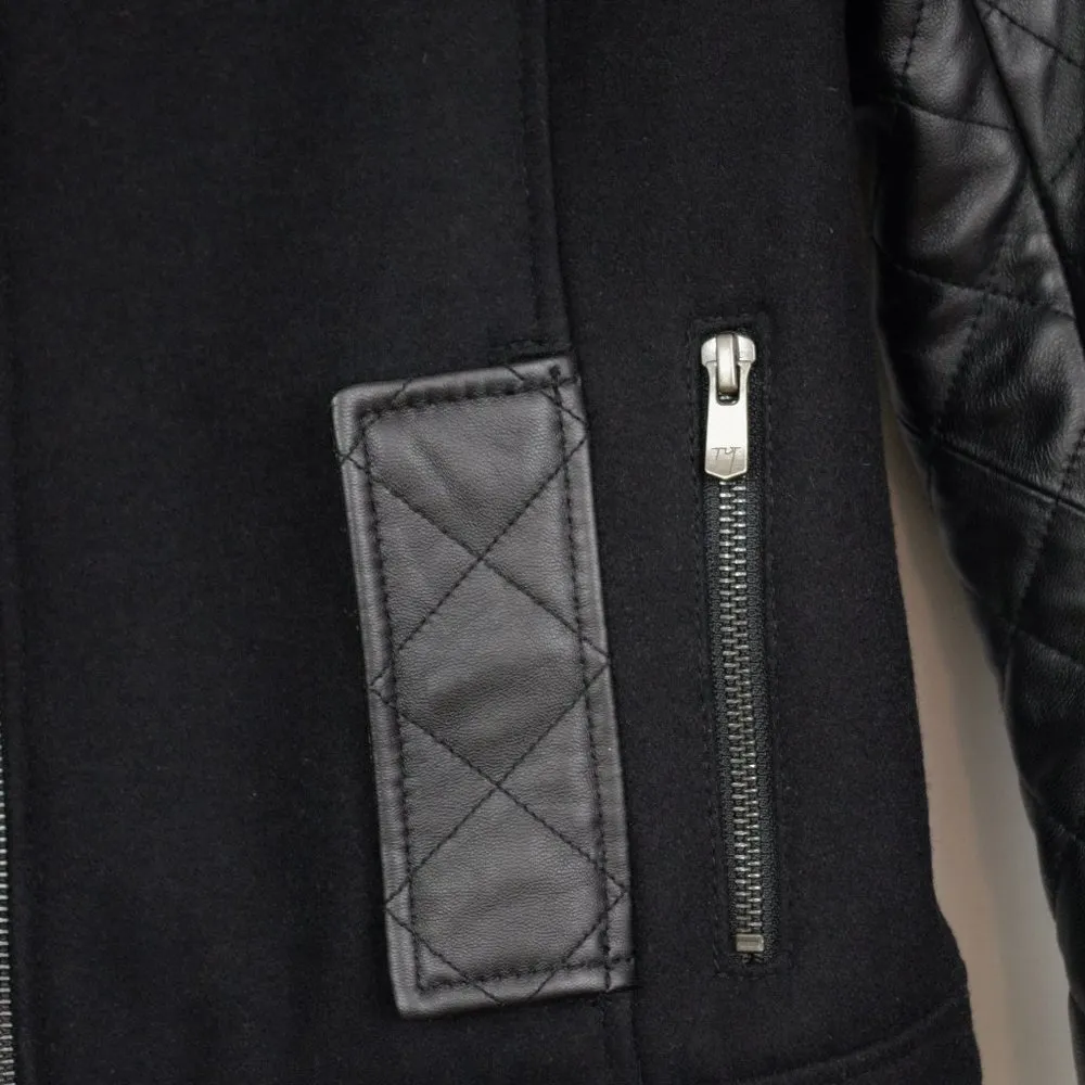 Lamb Leather & Wool Blend Moto Style Jacket by Truth Of Touch Small Black - Image 8