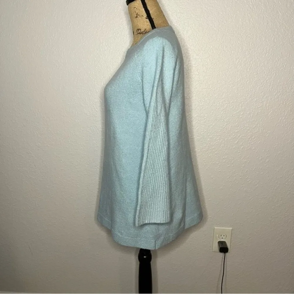 Ruby Road Womens Light Blue Wool Blend Long Flare Sleeve Crew Neck Sweater sz XS - Image 4