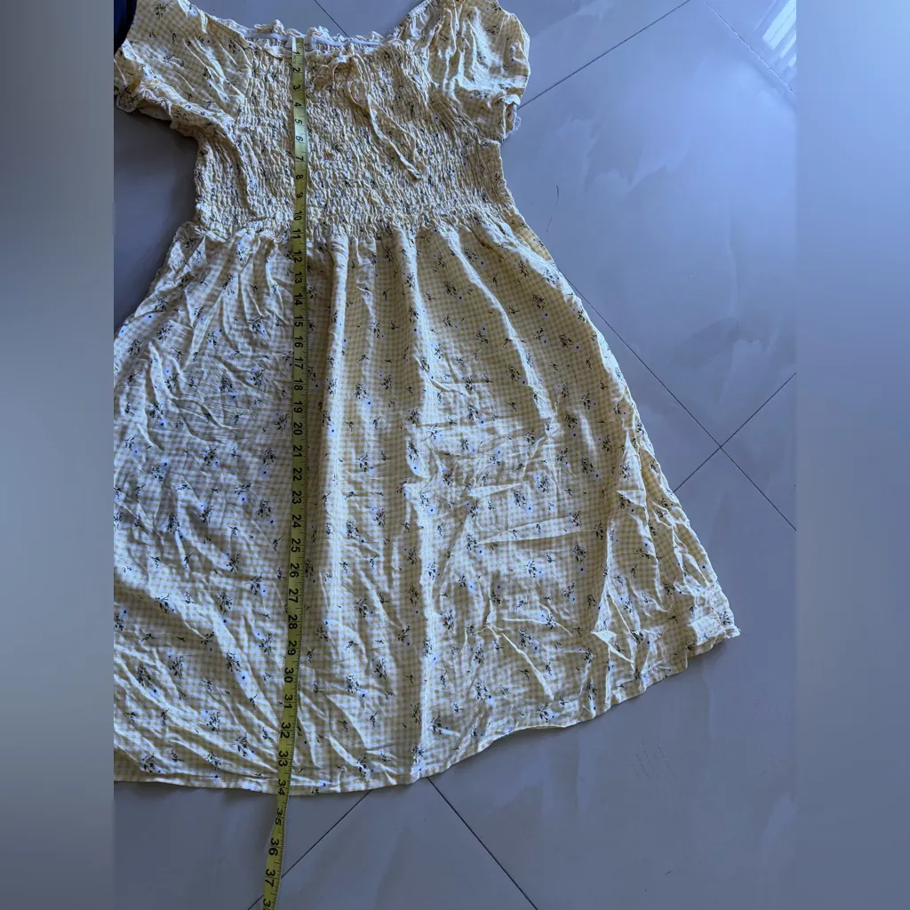 Dashing  SMOCKED DRESS Yellow White Balloon Sleeves Lined Summer Women Dress 3X - Image 10