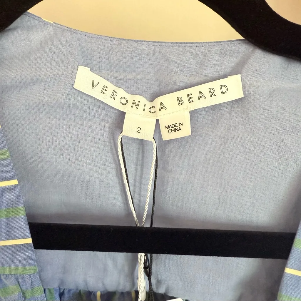 Veronica Beard Blue Teagan Striped Sleeveless Midi Dress Women US2 NWT - Image 5