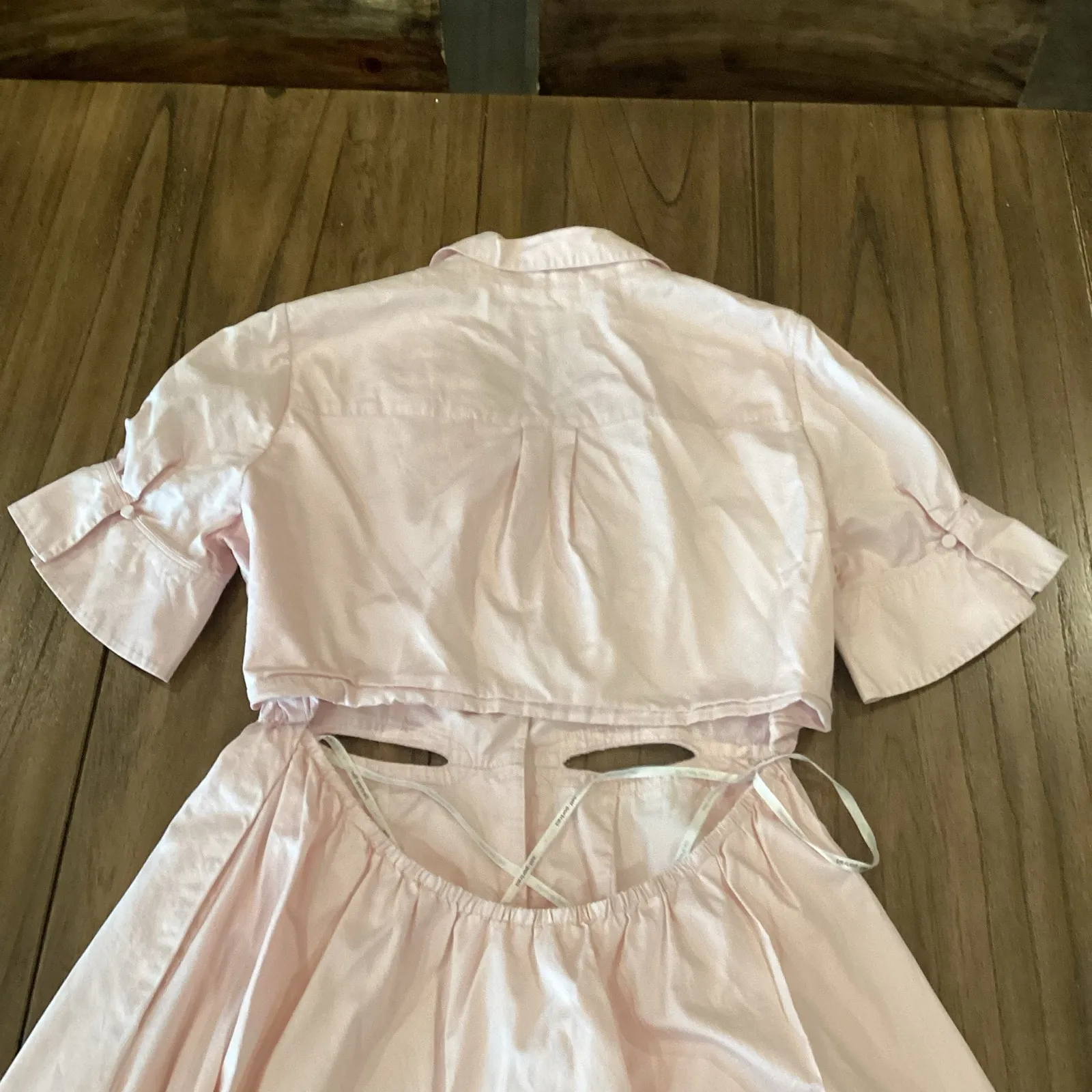 Self Portrait cut out shortsleeve flare shift mini dress powder pink cotton 10 - Image 13