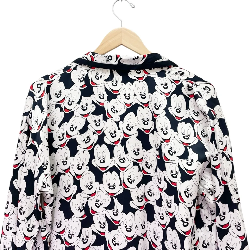 Walt Disney World Mickey Mouse Silk Pajama Nightshirt Black White Red Size Small - Image 12
