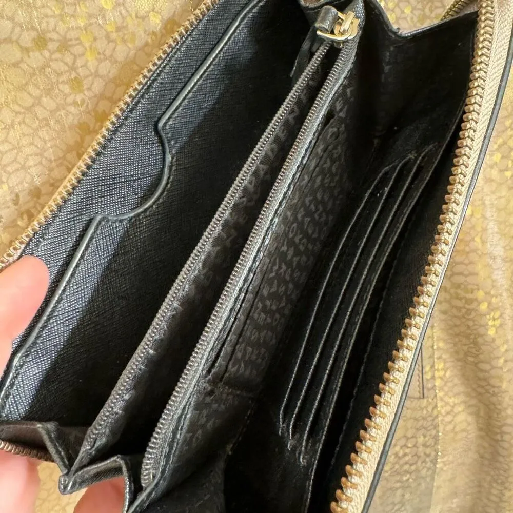 Kate Spade Beige Black Color Block Zip Full Size Wallet - Image 5