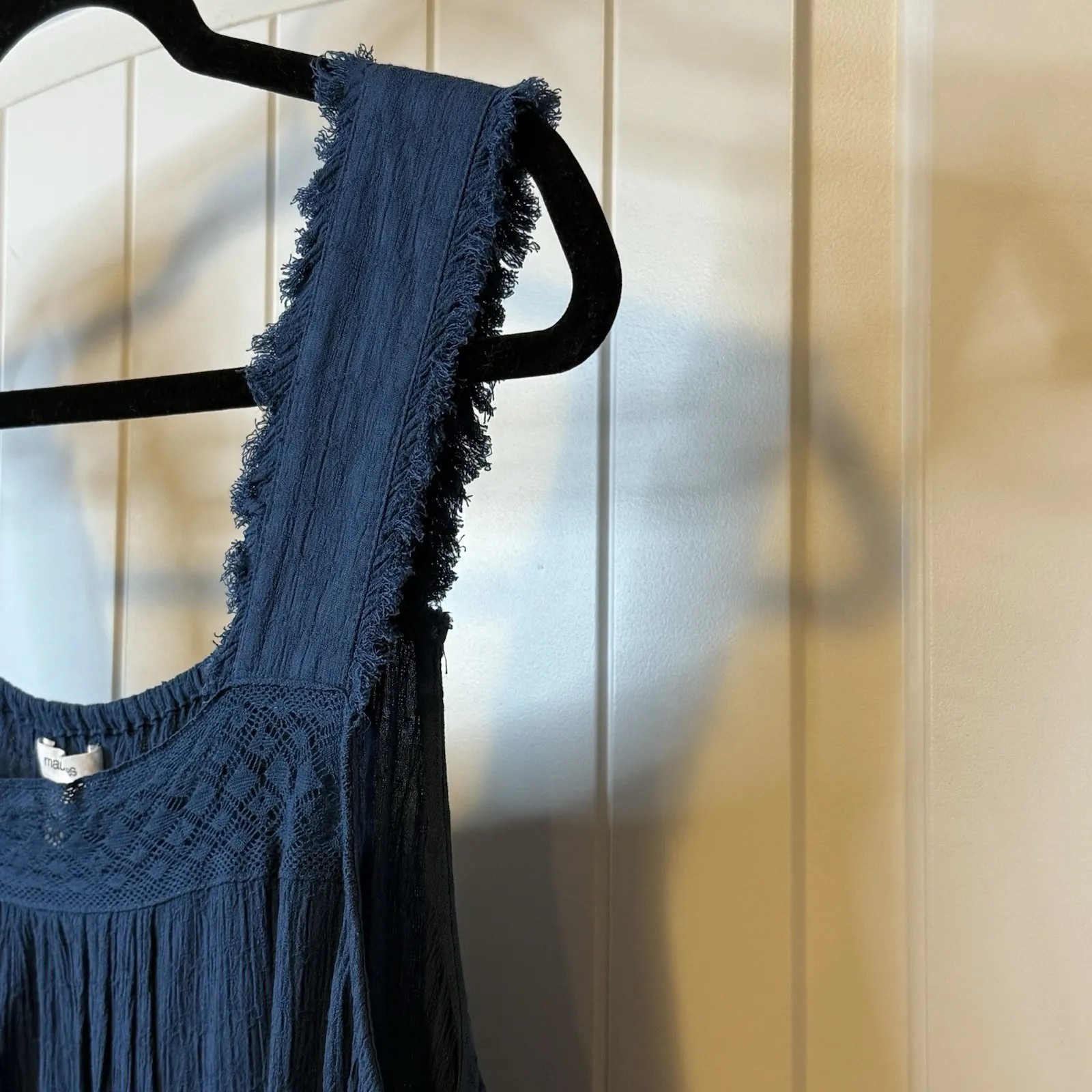 Maurice's Lace Trim Square NeckTank Top Blouse Plus Size 1X Blue Trendy Straps # - Image 5