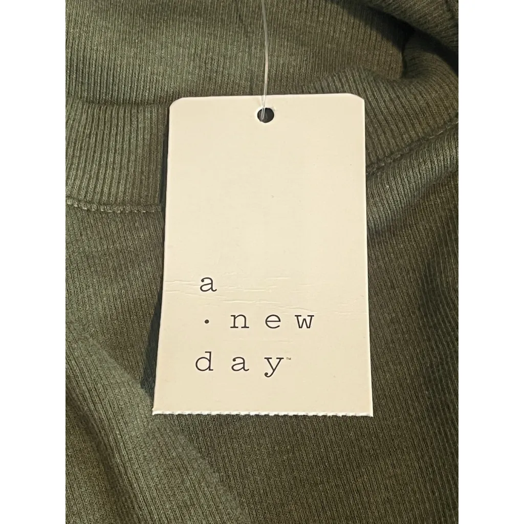 A New Day Rib Knit Blouse Womens Size Large Olive Green Short Sleeve Crew Neck - Image 7