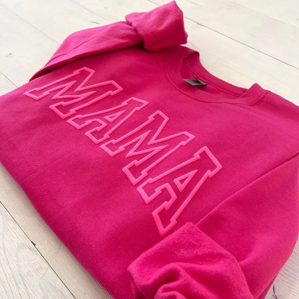 Puff Embossed Hot Pink Mama Crewneck Size L - Image 2