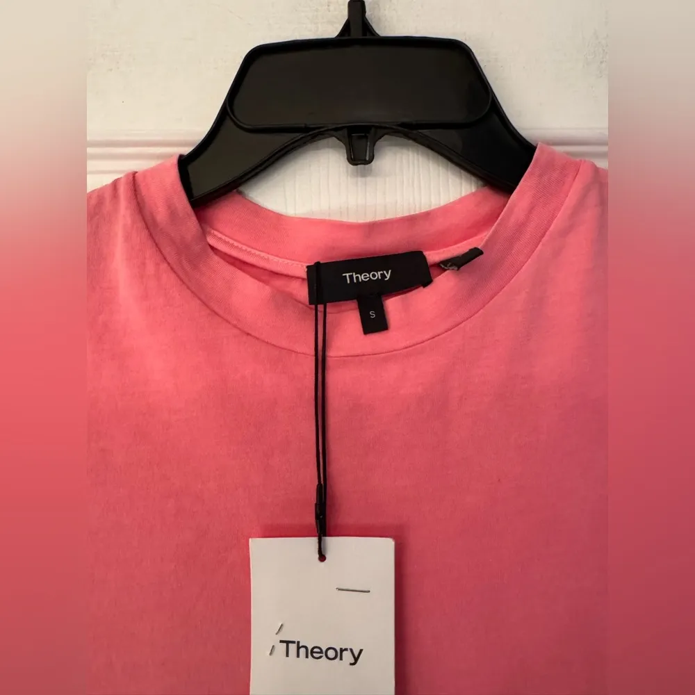 Theory Apex Tiny Tee Women’s Bright Pink Short Sleeve Size Small - Image 11