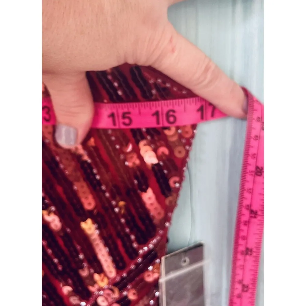 Ace Of Spades Wine Red Sequin Bodycon Dress By Lulu’s Size Small - Image 8