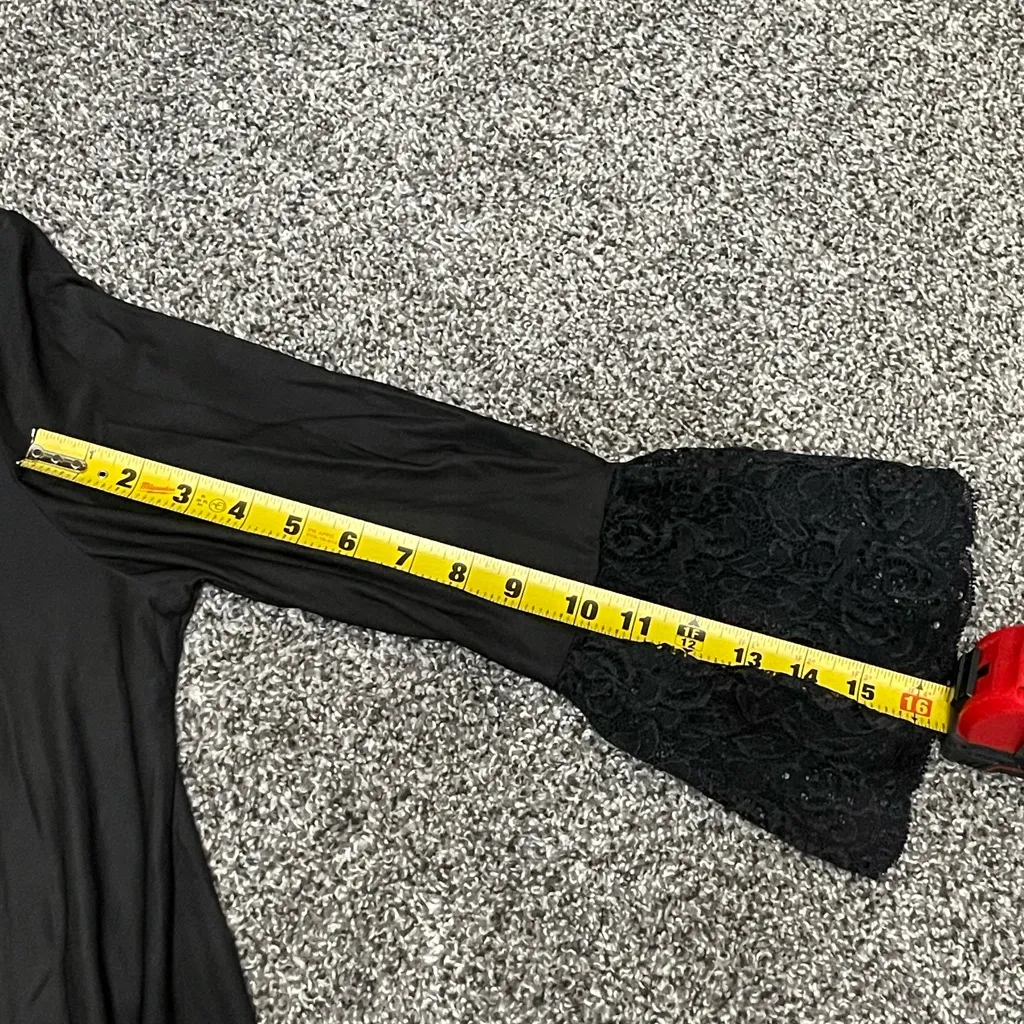 Slinky Brand Opaque Pullover Scalloped Lace Scoop Neck Long Sleeve Top Petite L - Image 9