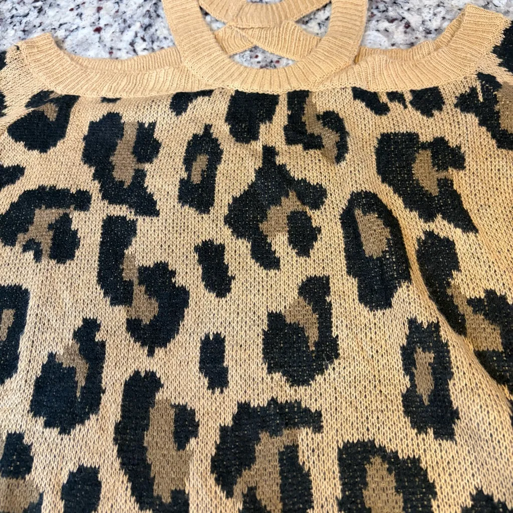 Umgee Black and Tan Leopard Print Sweater Dress - Image 3