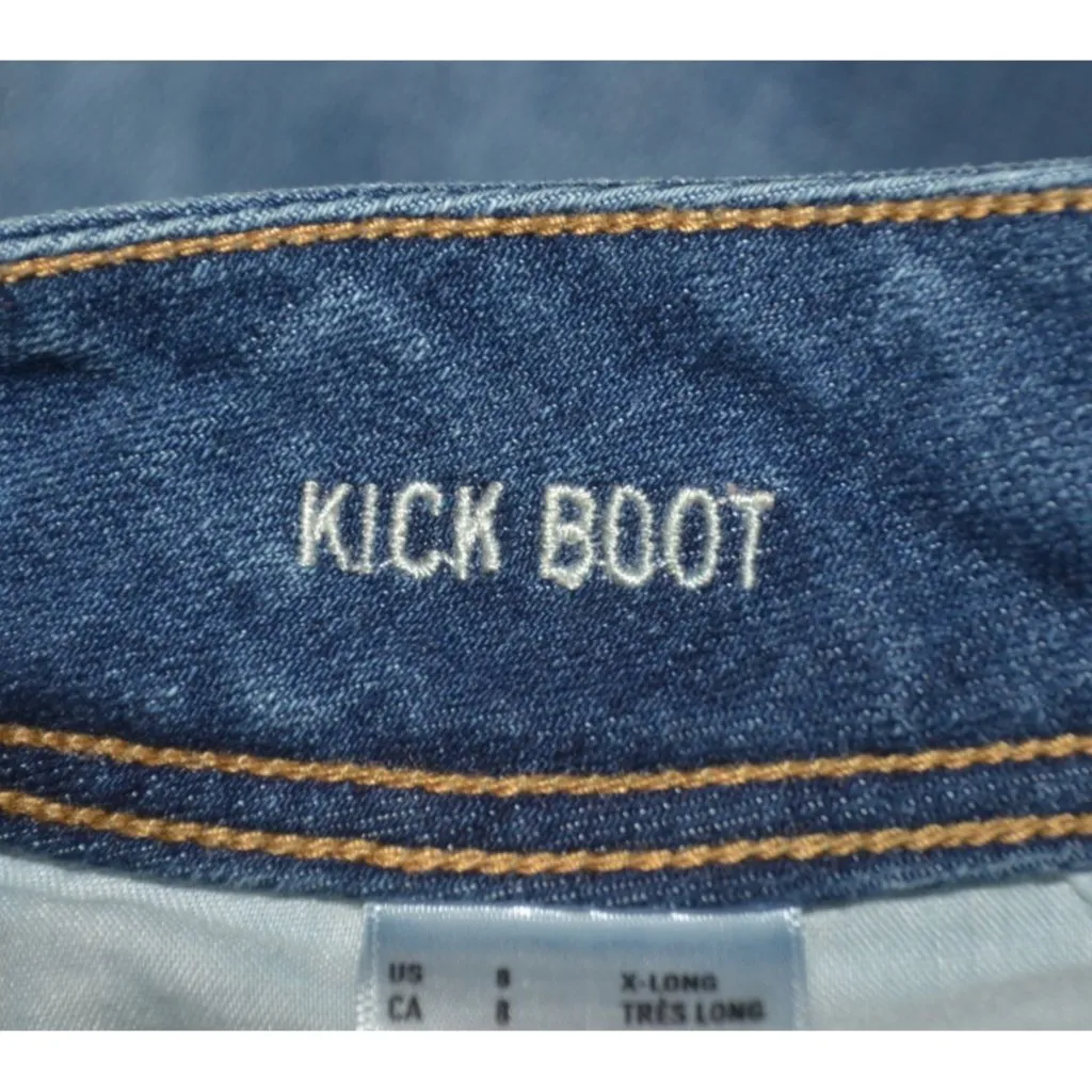 American Eagle Ladies Kick Boot Cut Blue Jeans Size 8 X-Long Low-Rise Western - Image 10