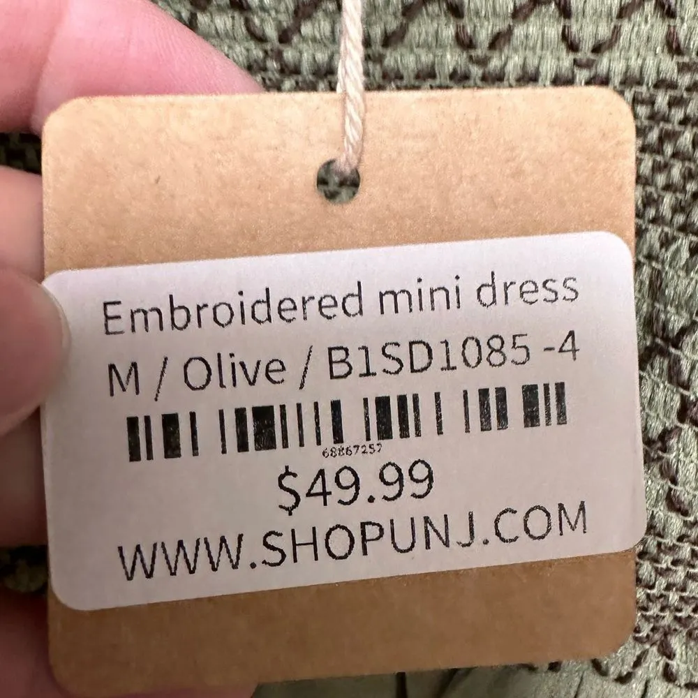 Blu Pepper olive embroidered mini dress - Image 5
