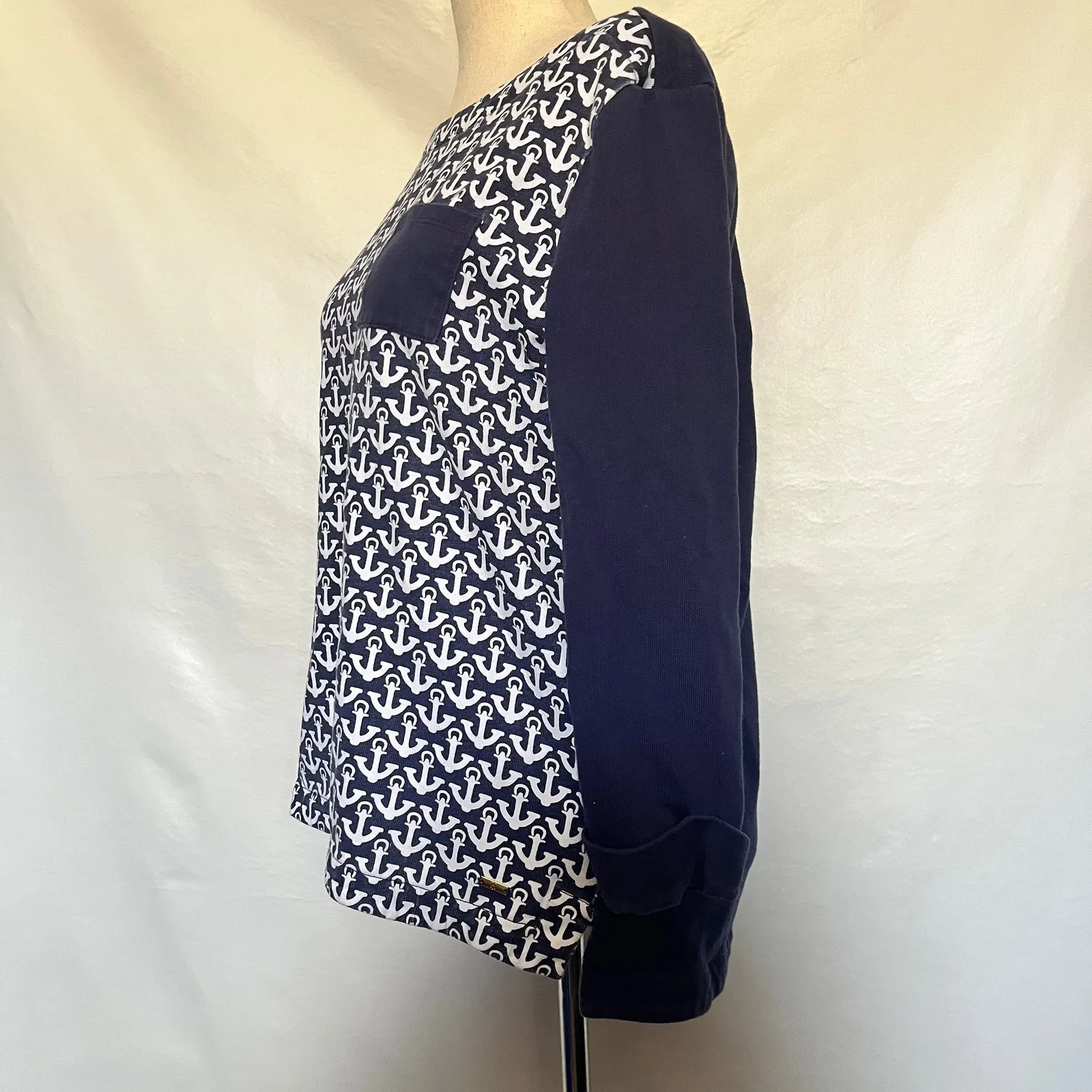 Tommy Hilfiger Anchor Womens Top Sz M Nautical Sailor Preppy Hi-low Coastal Core - Image 3