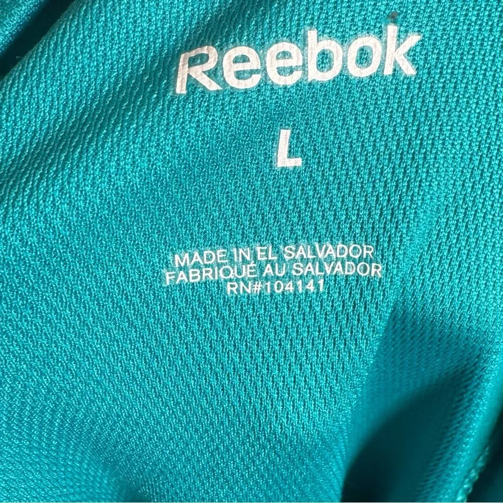 Reebok long sleeve turquoise athletic performance 1/4 zip pullover size large - Image 5