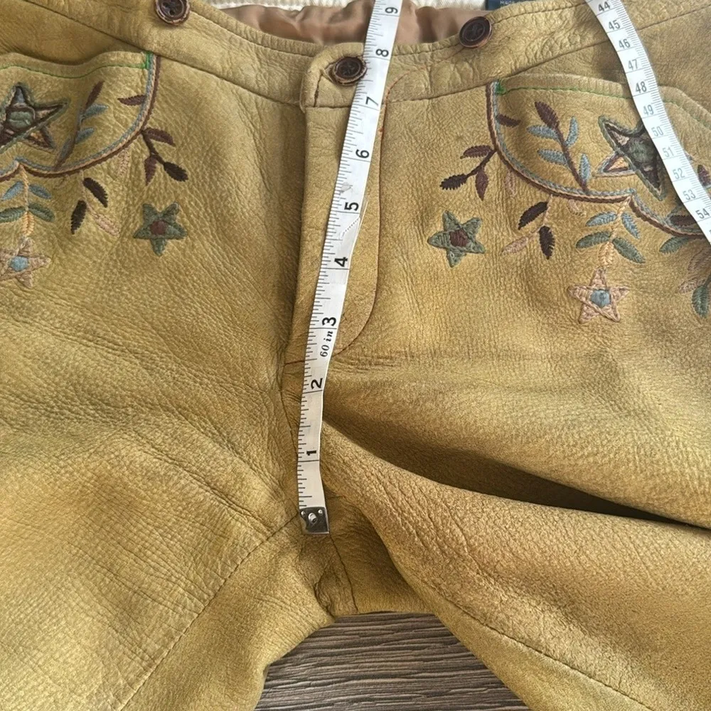 RARE Ralph Lauren blue label calf-suede tan leather embroidered western pants 6 - Image 13