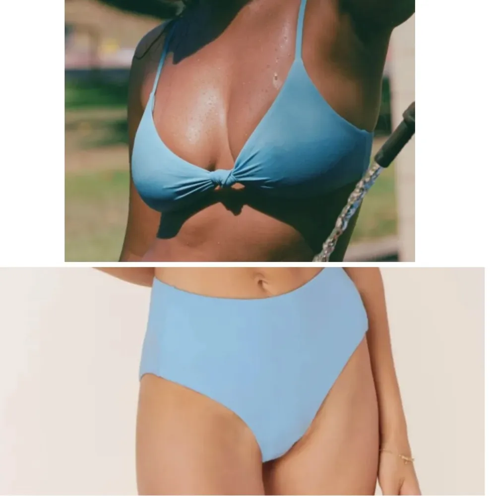 Andie Bikini Set Santorini Top High Rise Bottom Sky Blue size small NWT - Image 2