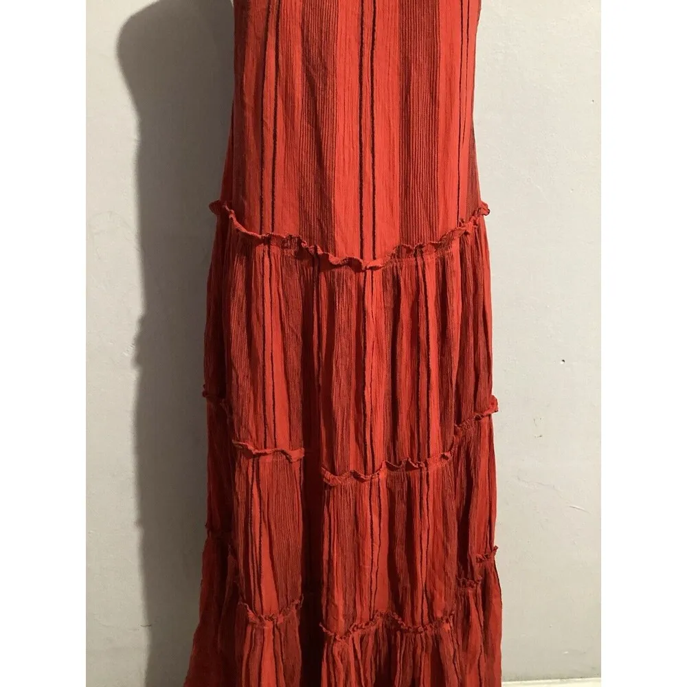 Sundry Orange Stripe Tiered Maxi Sleeveless Dress 100% Cotton S - Image 5