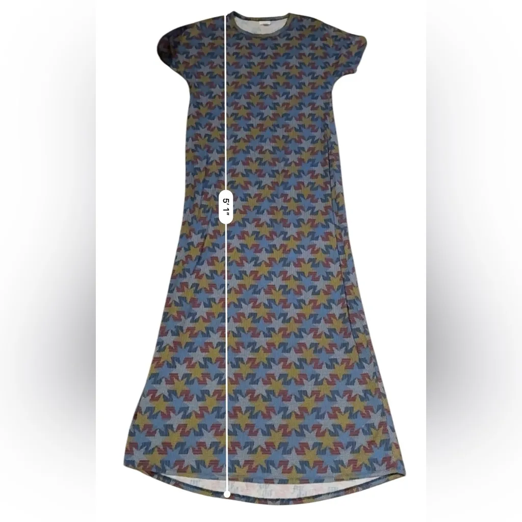 Luluroe Maria Star‎ Print Short Sleeve Stretchy Maxi Dress Sz M NEW Blue Red - Image 8