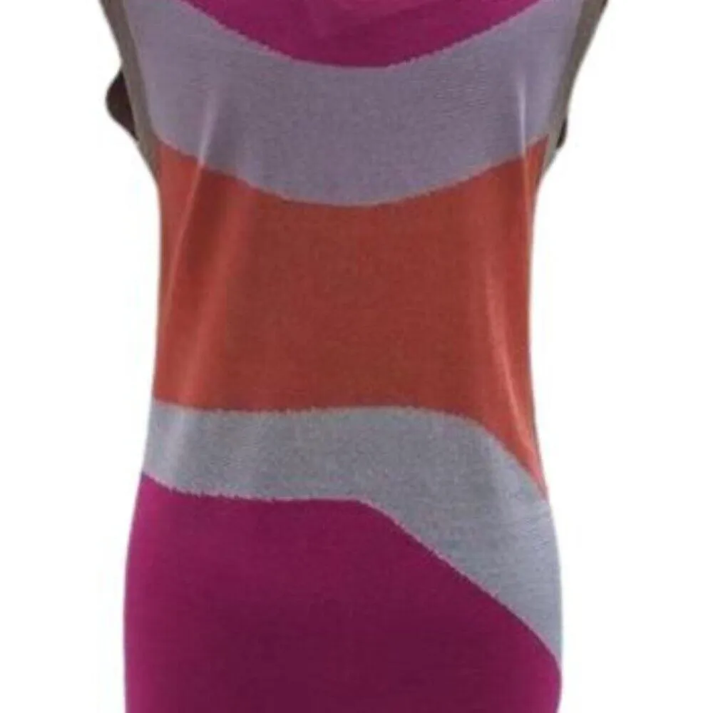 Cache Pink Orange Gold Metallic Knit Wave Tunic Top Stretch Dress New $98 NWT - Image 8