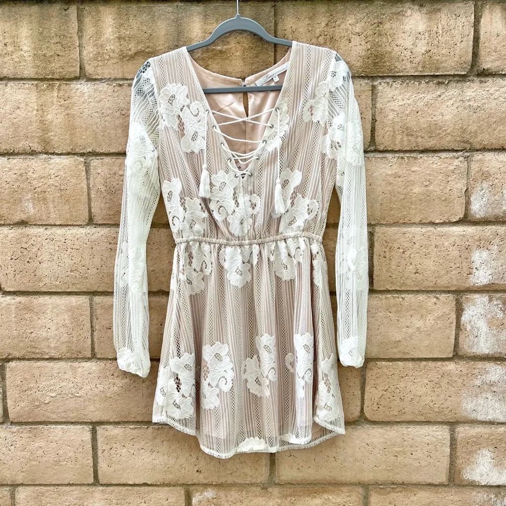 Lovers & Friends Revolve Haiden Dress in Ivory White Dress Size S Long Sleeve - Image 3
