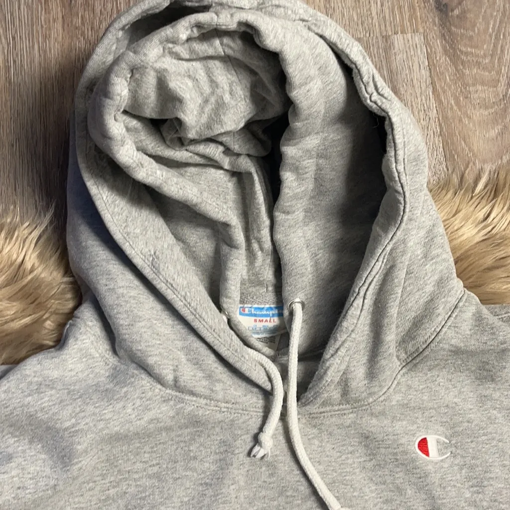 Retro Double Hooded Cropped Sweatshirt/Hoodie Small - Image 3