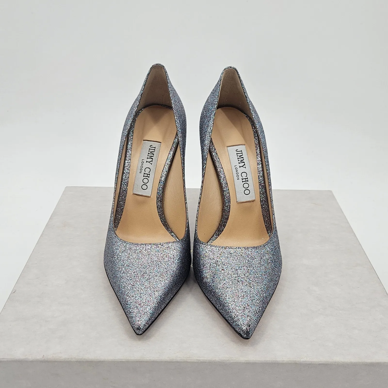 Jimmy Choo  100 Pumps Size 38 Pointed‎ Toe Glitter Heels - Image 3