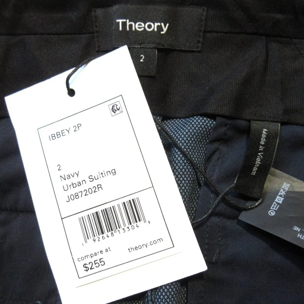 NWT Theory Ibbey in Navy Urban Suiting Birdseye Stretch Tapered Pants 2 - Image 3
