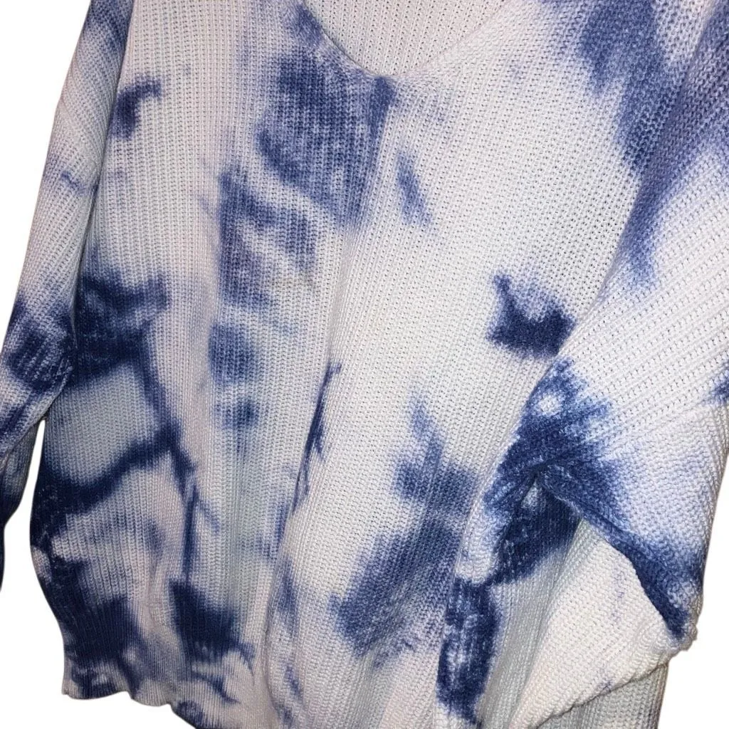By Anthropologie V-Neck Tie-Dye Tight Knit Dolman 100% Cotton Sweater #759 - Image 6