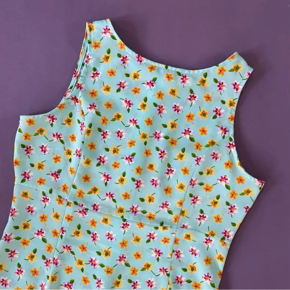 Vintage 90’s Baby Blue Floral Sleeveless Sundress - Image 2