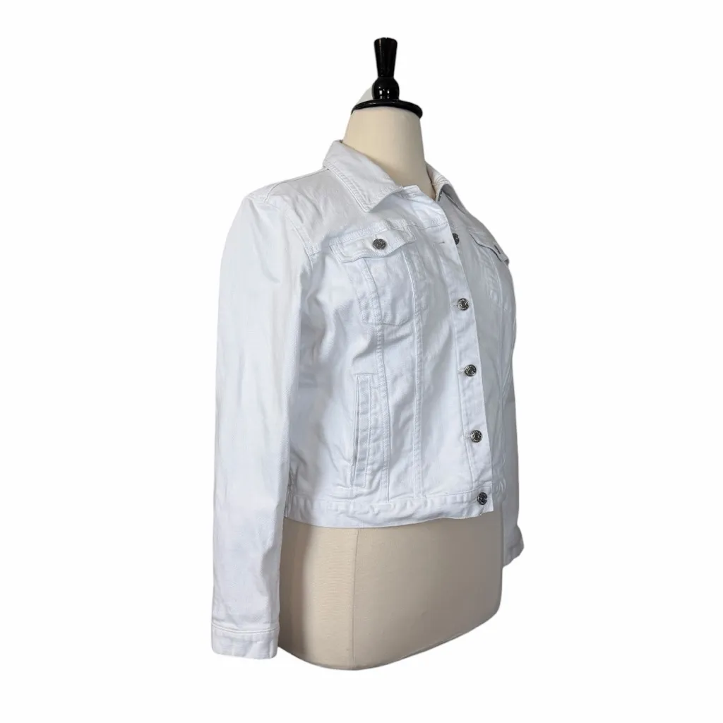 Banana Republic Classic Cropped Bright White Jean Denim Jacket Women’s Size XL - Image 4