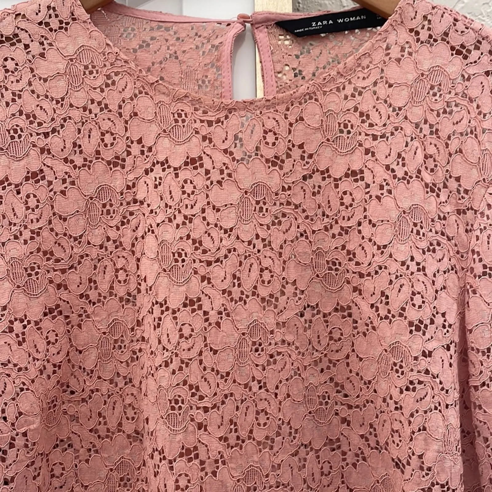 Zara Mauve Pink Eyelet Lace Sheer Babydoll Top Soft Girl Feminine Valentines - Image 2