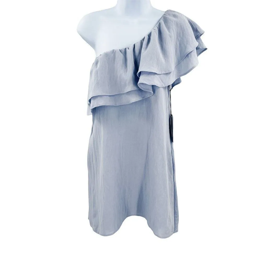 Cotton Candy LA Milano Chambray Single One Shoulder Ruffle Mini Dress CD-7894 - Image 5