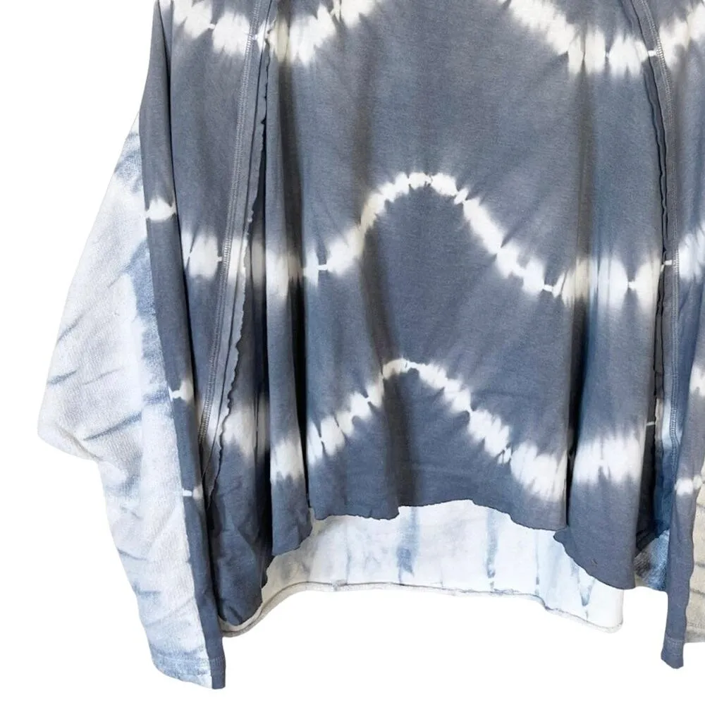 FREE PEOPLE TIE DYE Oversized Sweatshirt Cotton Blue Crop Dolman Sleeves XS EUC - Image 7